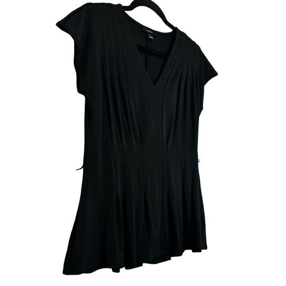 Alfani V-Neck Short Cap Sleeve Pleated Peplum Top Black Small - Picture 2 of 5